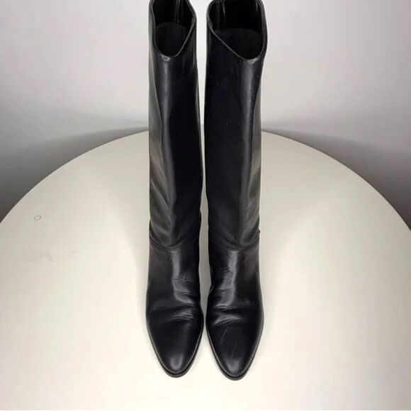Etienne Aigner Black Leather Riding Boots | Vintage Designer, Made in Brazil - Picture 6 of 12